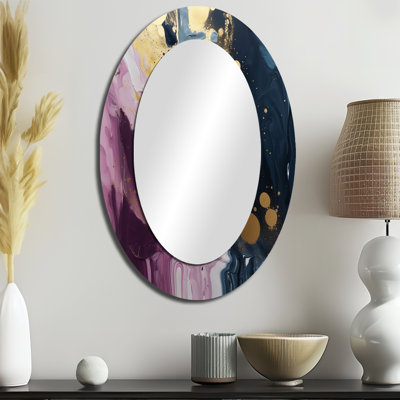 Purple And Blue Movements In Paint III - Modern Oval Wall Mirror