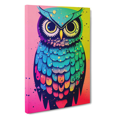 Splashed Owl No.4 - Wrapped Canvas