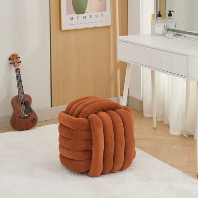 Chenille Fabric Modern Knot Design Ottoman Makeup Stool Footstool, Comfortable and Stylish Seat for Living Room, Bedroom