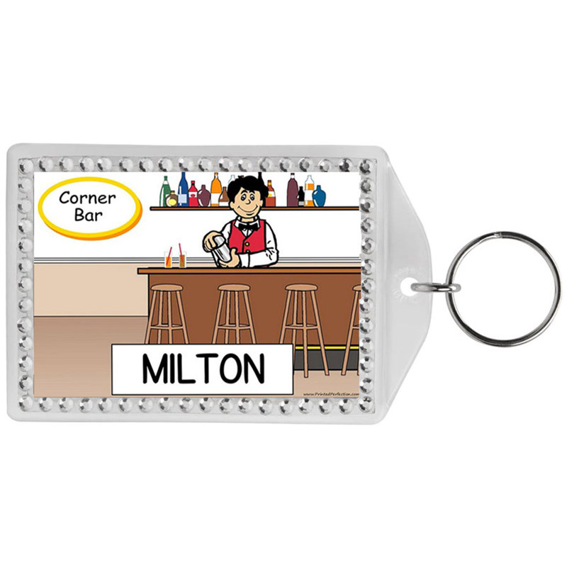Porte-clés personnalisé avec nom qui est un barman Toon, Oui