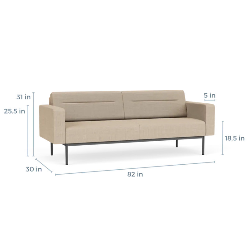 Canapé de réception Darsey, Sans alimentation, Chambray calcaire, Gris anthracite
