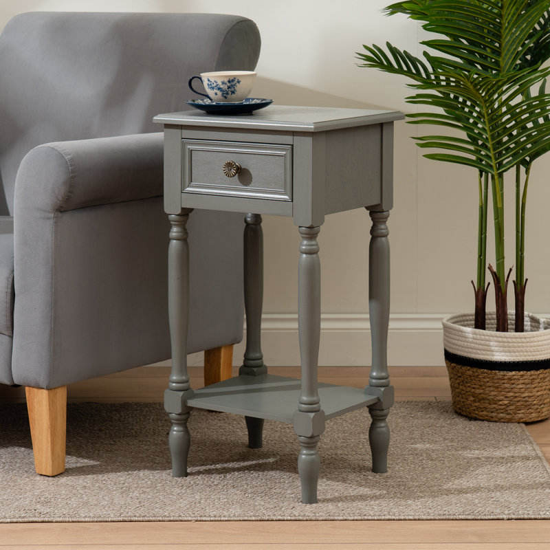 Solid Wood End Table, Grey