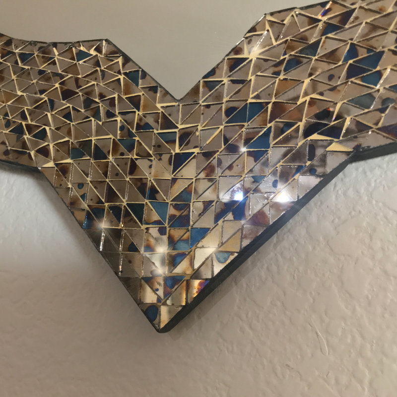 Aari Mosaic Tiles Wall Mirror, Gold/Green