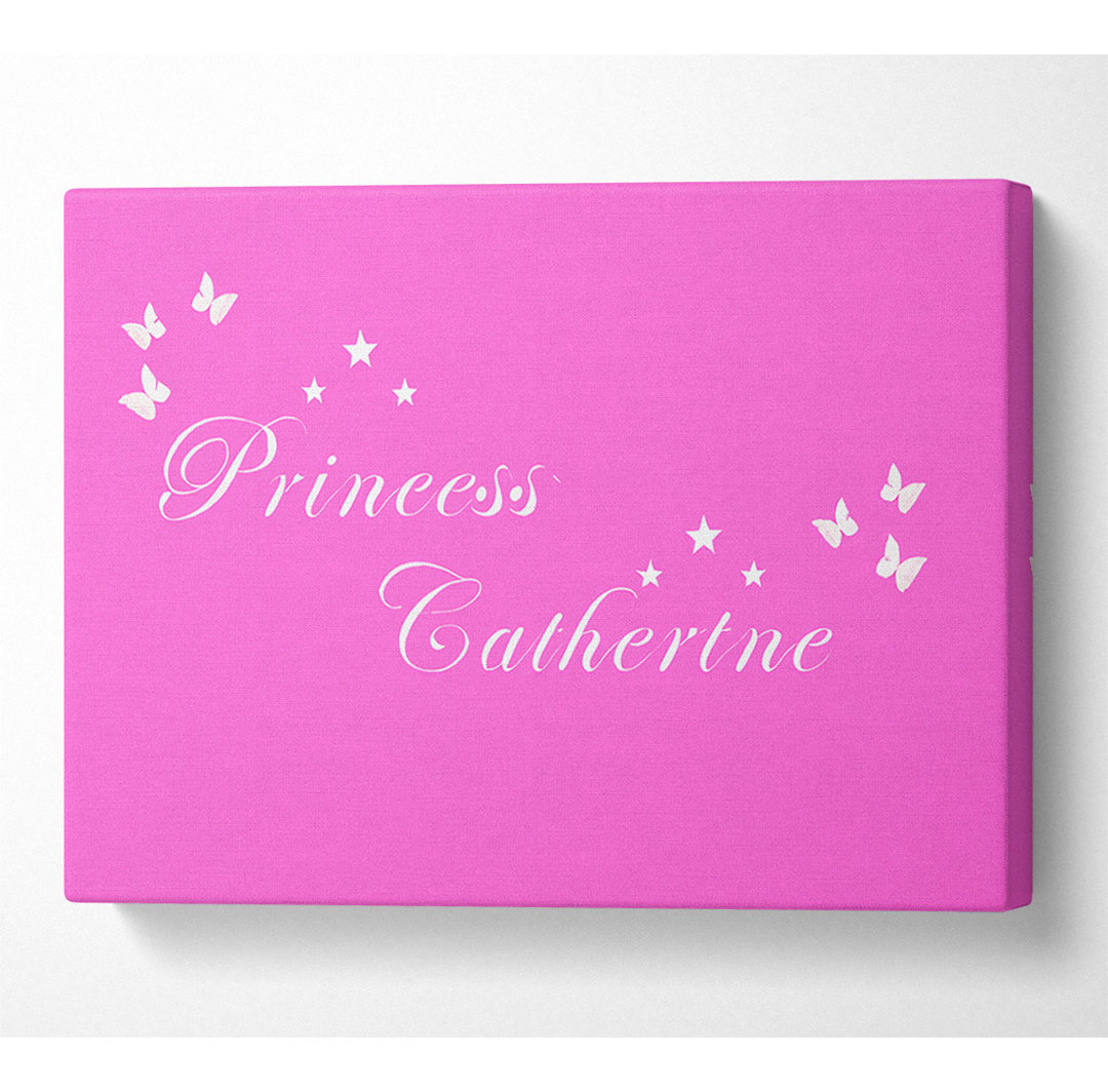 Girls Room Quote Your Own Name Princess Vivid Pink - Wrapped Canvas Typography