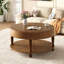 Table basse avec rangement double pour le salon, table basse ronde moderne de 31,5 po avec rangement et compartiment caché, pieds de nivellement réglables, assemblage facile (noyer)-2010192406
