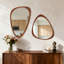 Miroir mural irrégulier à cadre en bois naturel, conception asymétrique unique-2000705399-2000705397
