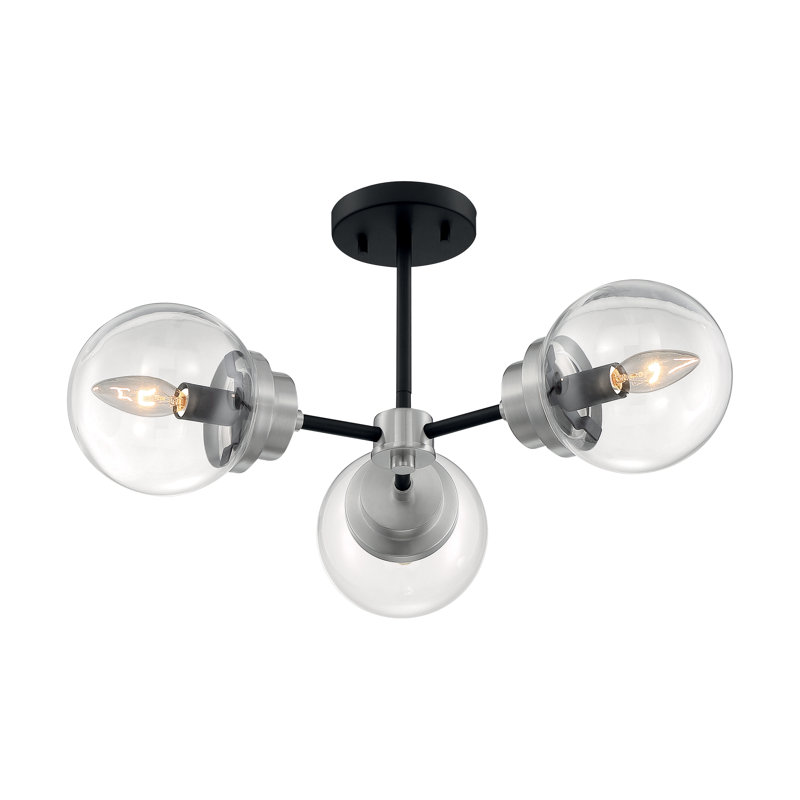 Breit Glass Semi Flush Mount, Matte Black / Brushed Nickel