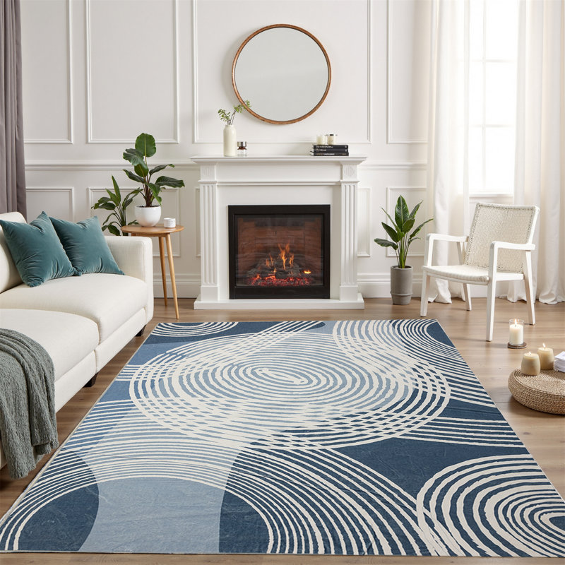 Rectangle Polyester Machine Woven Area Rug, Rectangle 4' x 6'