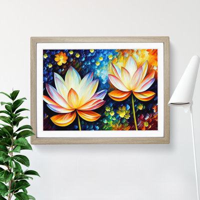 XH1022-6658X Painted Lotus Flowers Abstract 1 Piece Single Picture Frame Wall Art