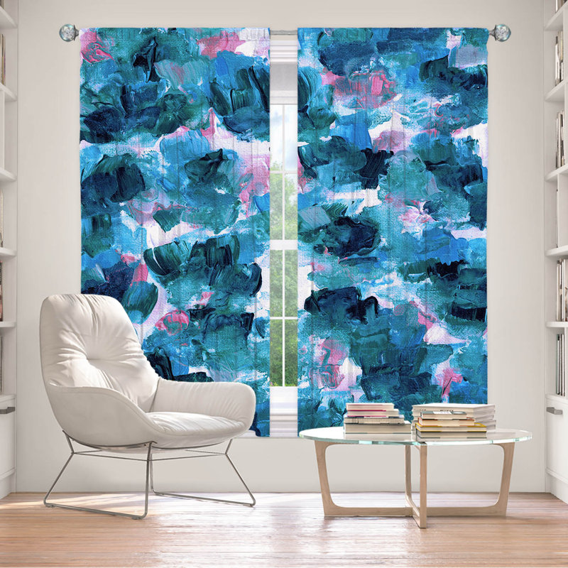 Room Darkening Curtain Pair, Blue/Pink/Green, 40" W x 82" L