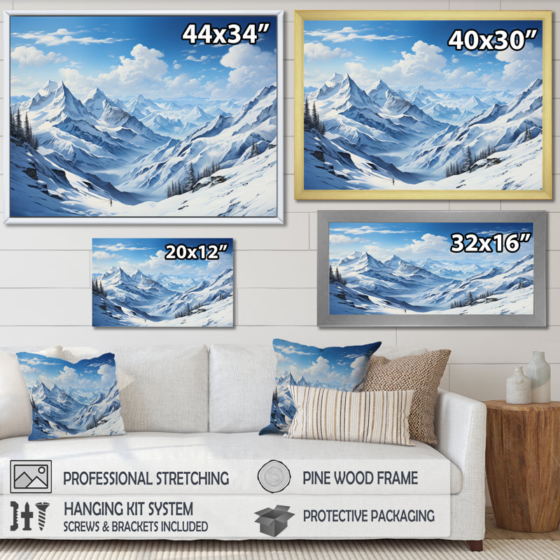 «Winter Snowy Peaks I - Winter Landscape», reproduction d'art sur toile encadrée, H 30 po x l 40 po x P 1,5 po