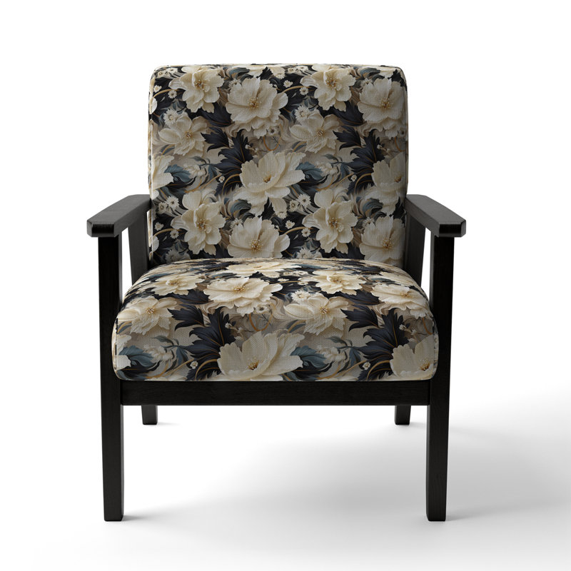Cobalt Blue Scrollwork Swirls Victorian Pattern II - Upholstered Floral Accent Chair