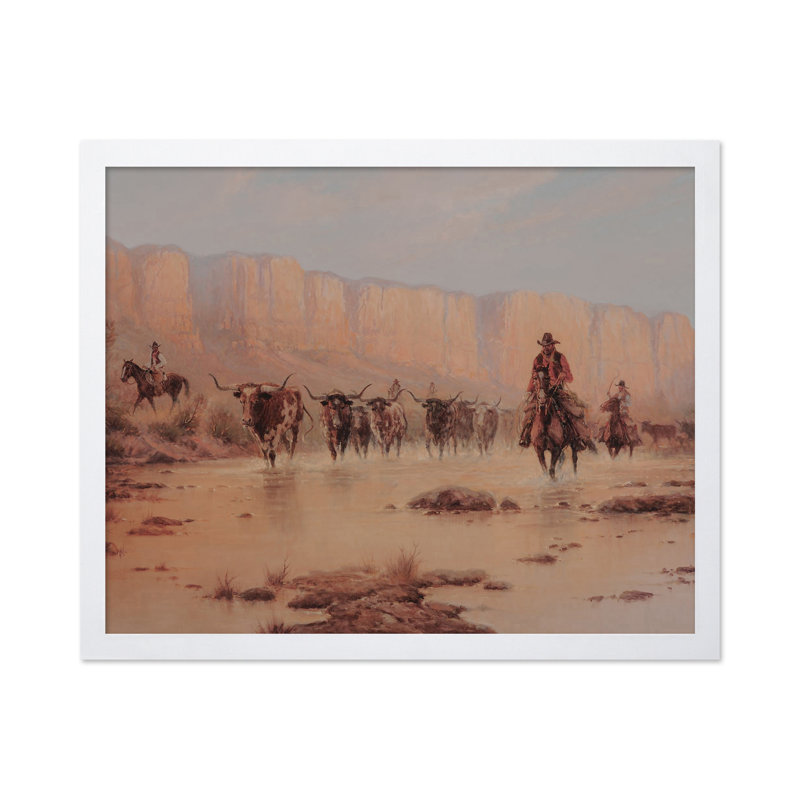 Gerald Harvey Jones - Rio Grande Crossing, Poster, 24"H x 32"W, White Framed