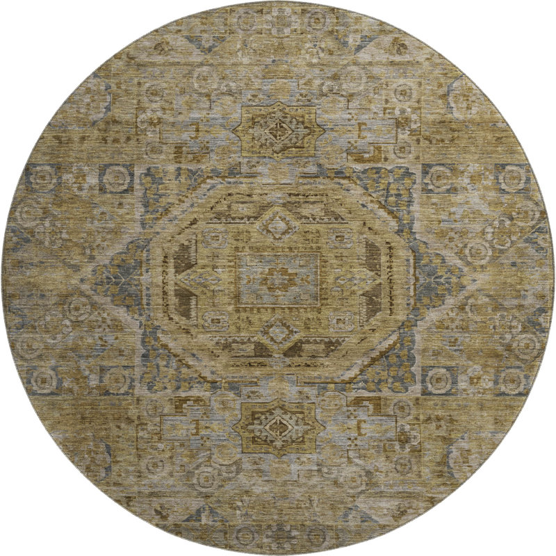 Premium Machine Washable Lubbers AMF1743 Global Rug, Round 8'