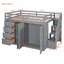 Lit mezzanine double en bois avec garde-robe intégré