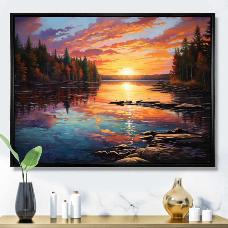 " Canada Morning Reflections I ", 24" H x 32" W x 1" D, Black Floater Framed