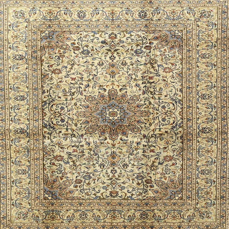Tapis vert/brun traditionnel, Carré 4 pi