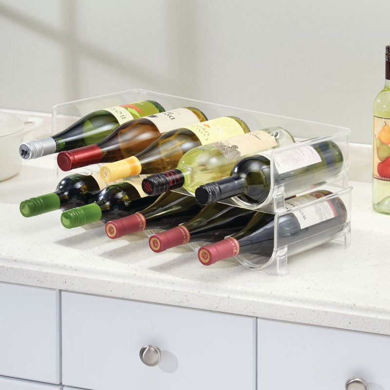 Clear Plastic Stackable Water Bottle and Wine Rack Organizer