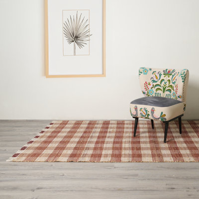 Tapis en jute, tapis écossais brun foncé durable, 5 pi x 7 pi