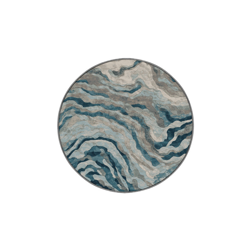 Machine Washable Brown Area Rug, Round 4'
