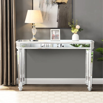 Table console à miroir - Style rétro, fabrication solide, style élégant avec élément courbé, l 48 po x H 32,7 po