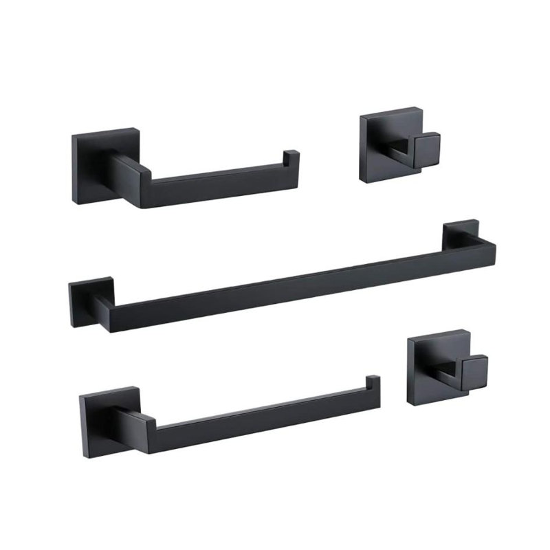 Kins Matte Black 5 pieces Decorative Bathroom Hardware sets, Matte Black