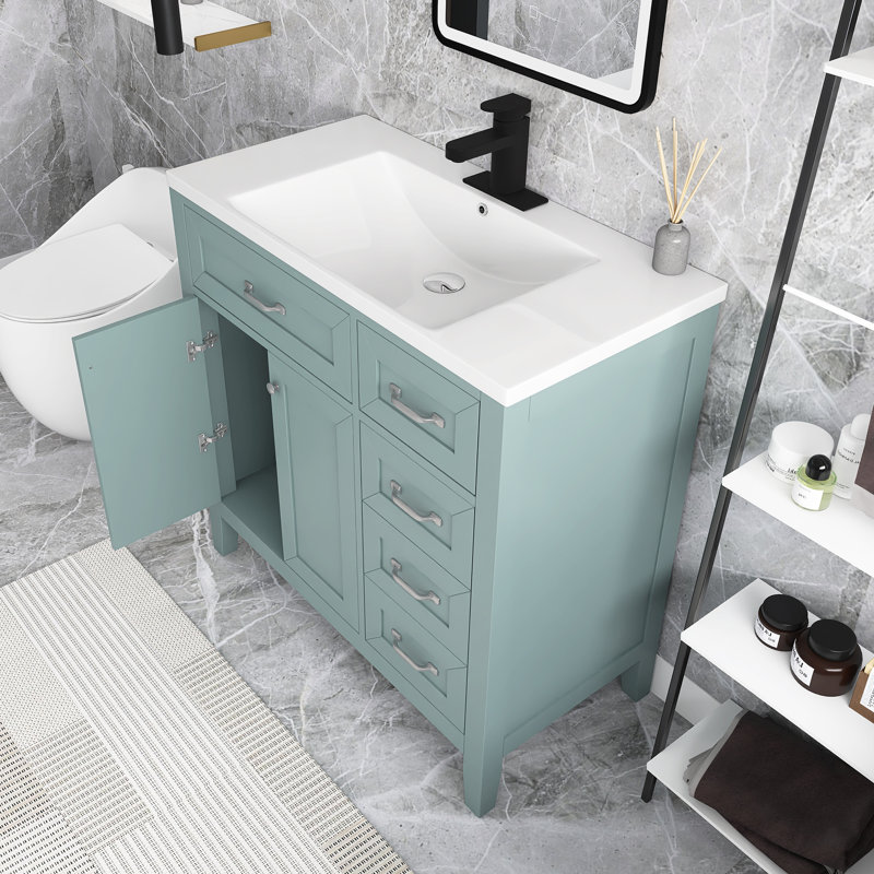 36” Freestanding Single Bathroom Vanity with Top, Mint