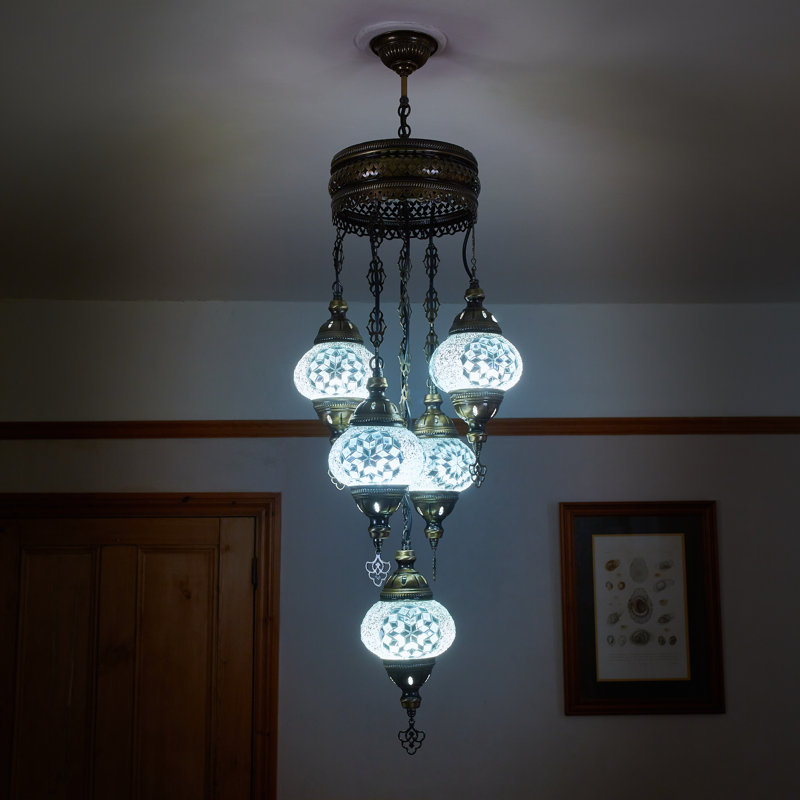 Leeton 5 - Light Antique Bronze Cluster Pendant
