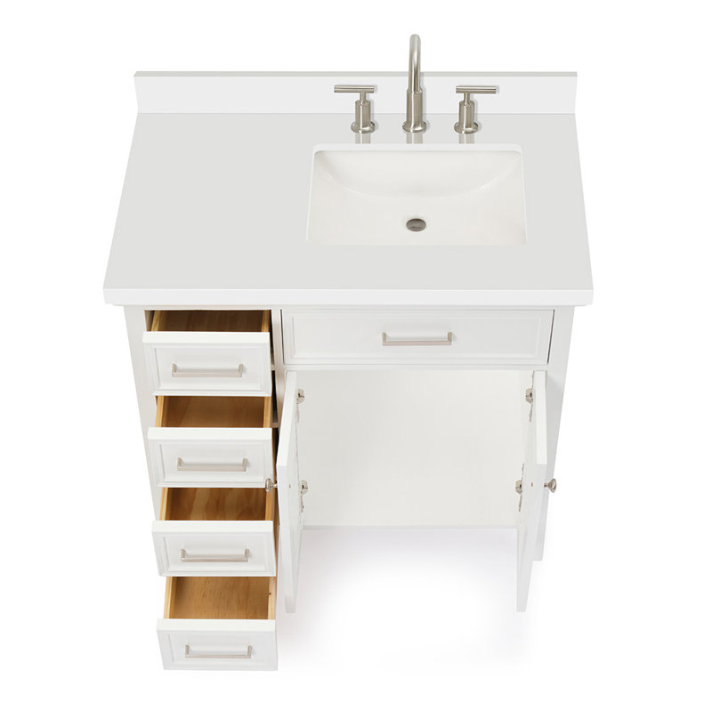 Kensington 37'' W Single Vanity, White, Italian Carrara Marble
