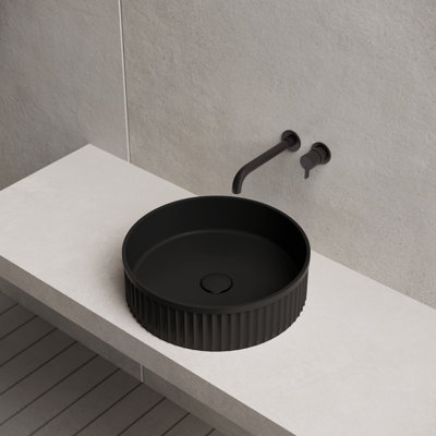 Lavabo vasque rond à surface solide 15 "MonBlari - Noir mat