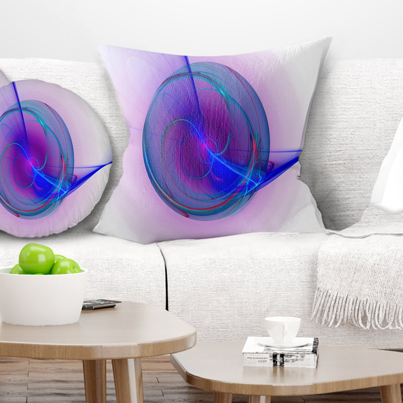Conception abstraite fractale bleue - coussin imprimé abstrait, 18 po x 18 po, Coussin décoratif