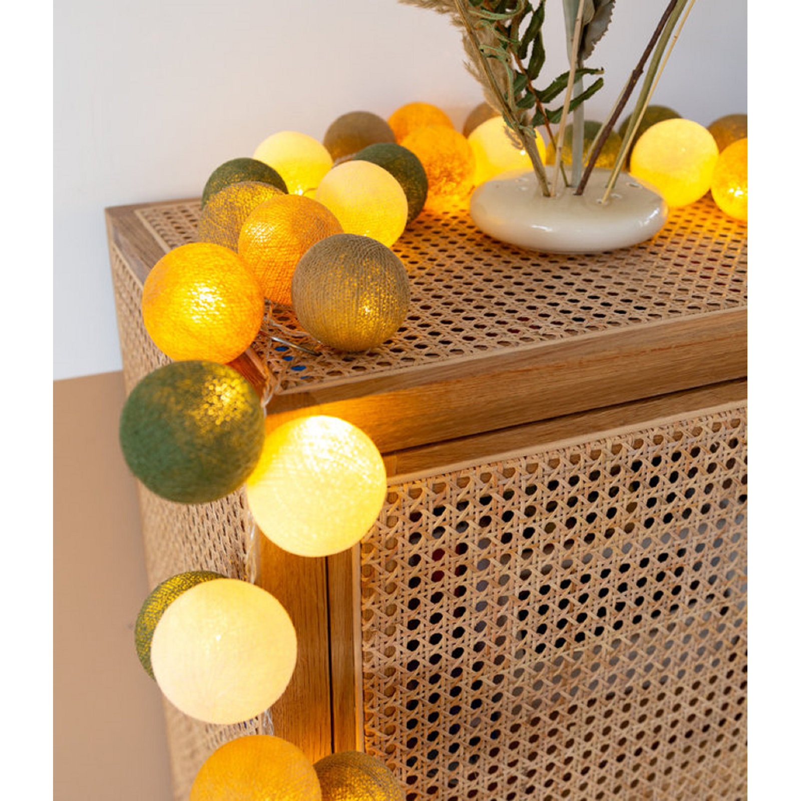 149'' Globe String Lights, Yellow/Green/White, 5" H x 149" L x 5" D, 20 Lights