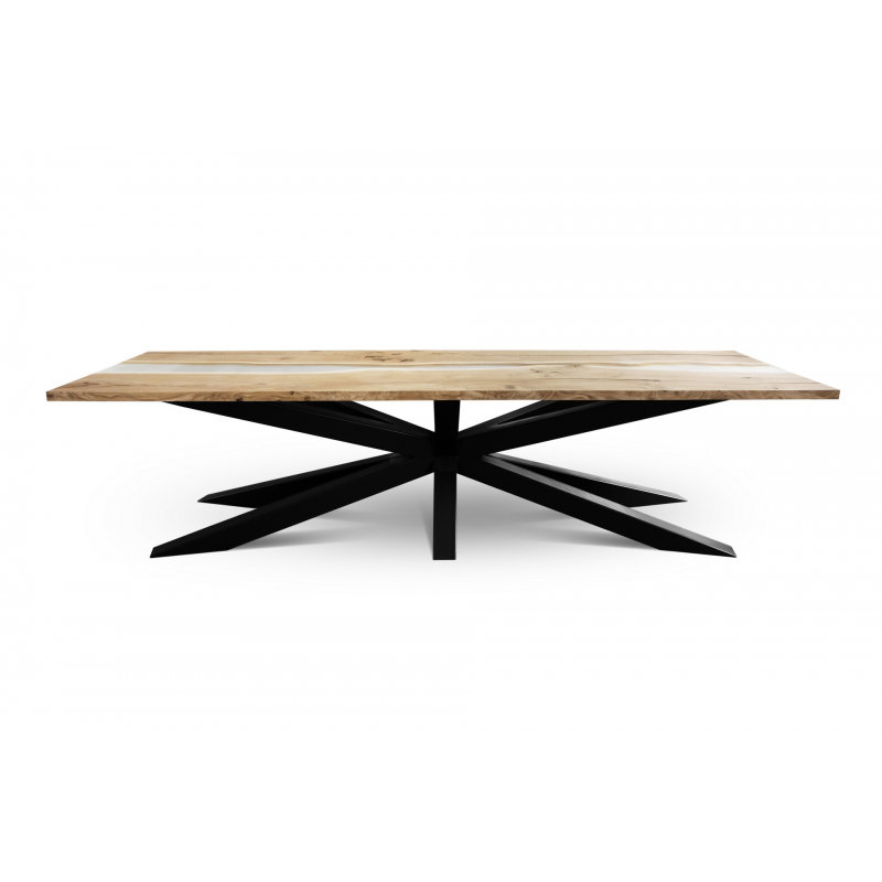 Adler Industrial Solid Wood Natural Oak-Black Dining Table