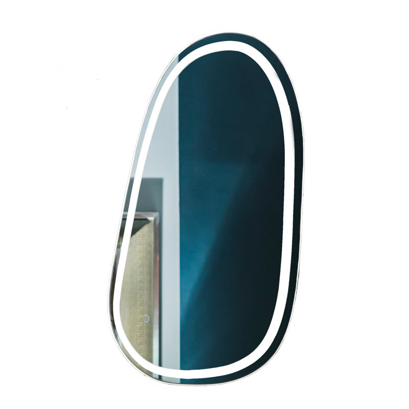 Krahling Asymmetrical LED Mirror with Defogger, Adjustable Light Temperature, Dimmer & Smart Memory