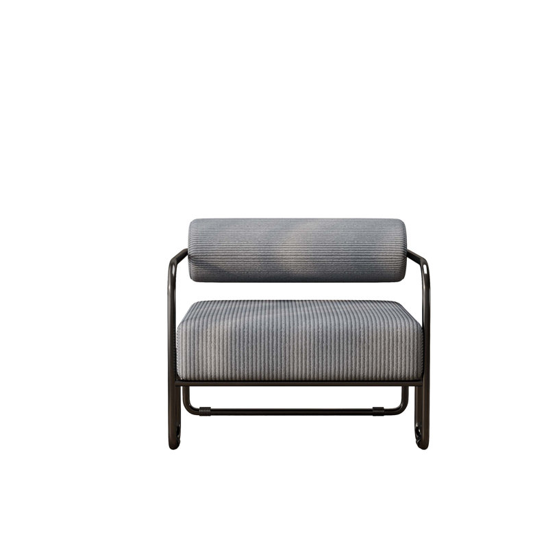 Fauteuil de salon en fer, gris, Velours côtelé gris