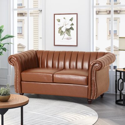 61.75"" Faux Leather Rolled Arm Loveseat -  Canora Grey, 545B17B4519A47C3AEA113BABBFFB596