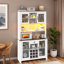 Garde-manger avec porte-verres en métal, porte-bouteilles de vin, tablettes ouvertes, station de charge intégrée et bande lumineuse à DEL-745750719