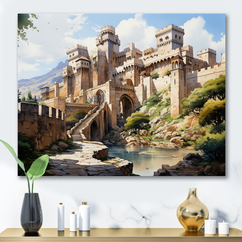 Marteny Fortresses Majestic Guardians I - reproduction d'art, H 16 po x l 32 po x P 1 po, Toile tendue
