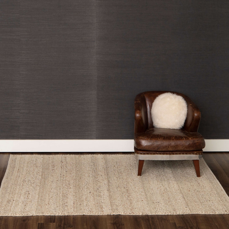 Handmade Red and Oyster Stripe Wool Area Rug, 5' x 8'