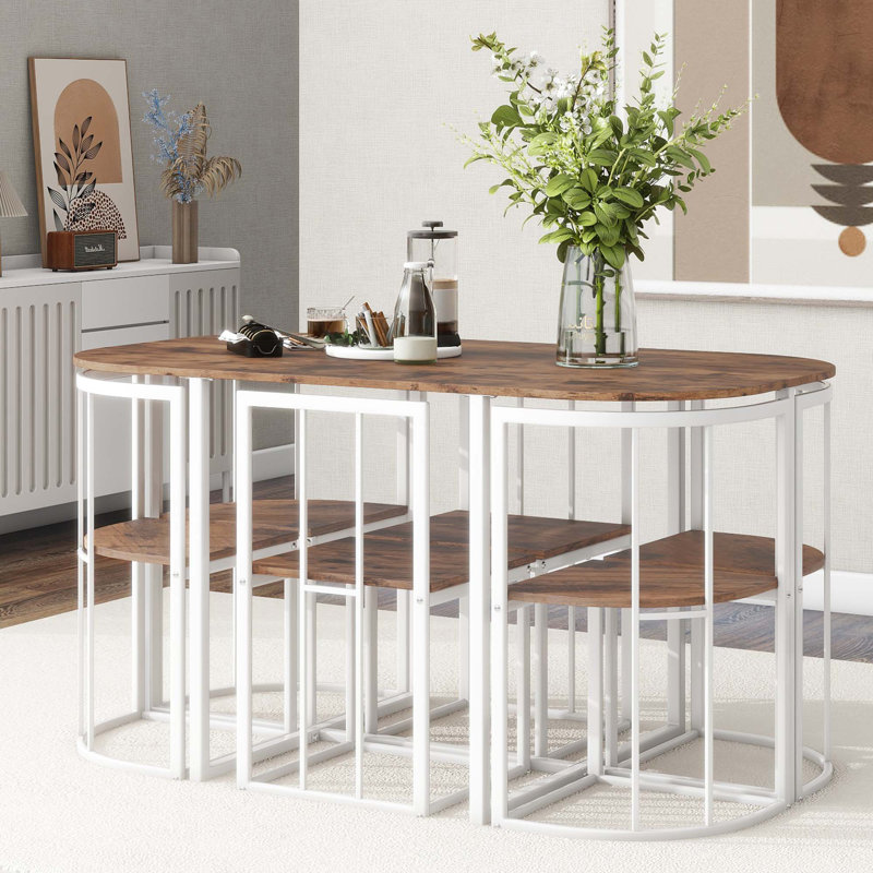Aileena Villawood 55 L x 31.5 W Dining Set, White, Cherry/White, Cherry