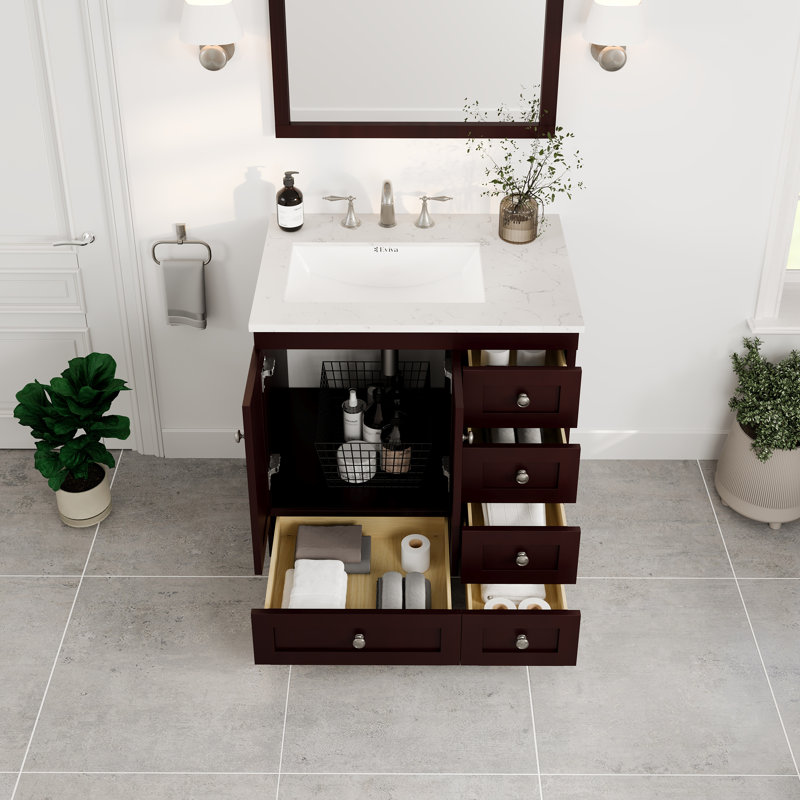 Yena 30" Single Bathroom Vanity Set, Teak