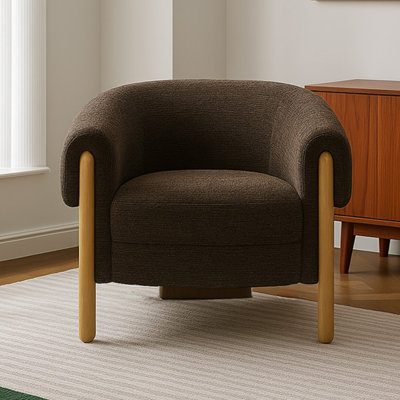 Chaise d'appoint Mid-Century moderne, chaises de salon rembourrées rétro avec pieds en bois, fauteuil d'appoint confortable