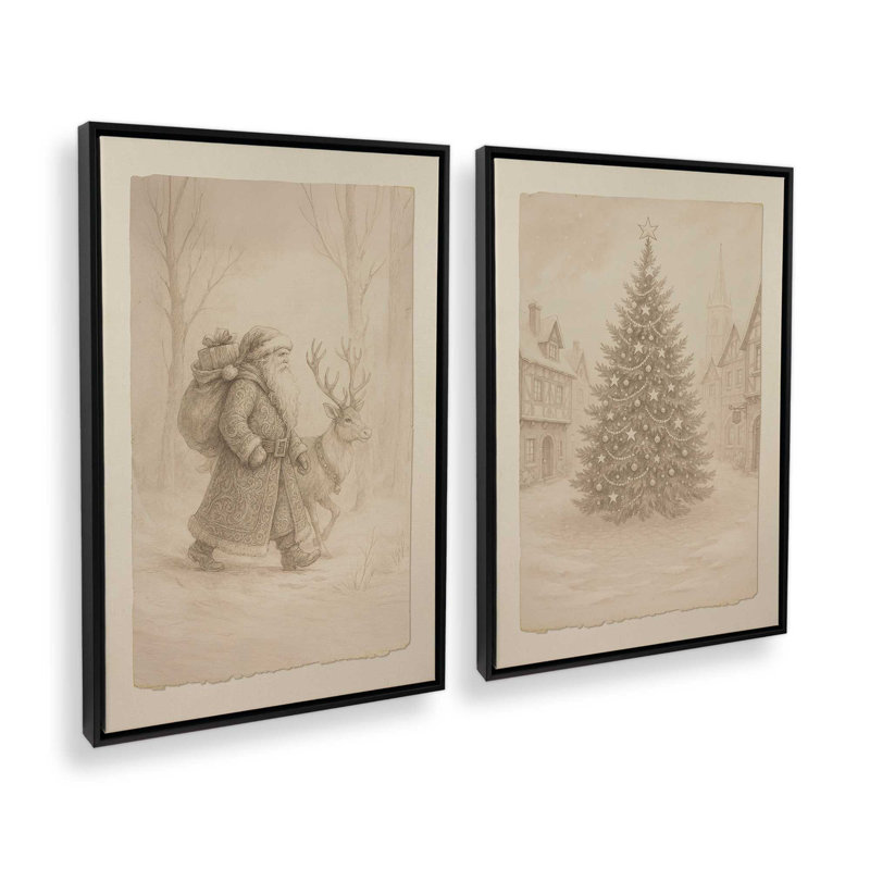 Lettres du Nord, ensemble de 2 impressions sur toile, H 36 po x l 50 po, Impression encadrée sans passe-partout, Noir satiné