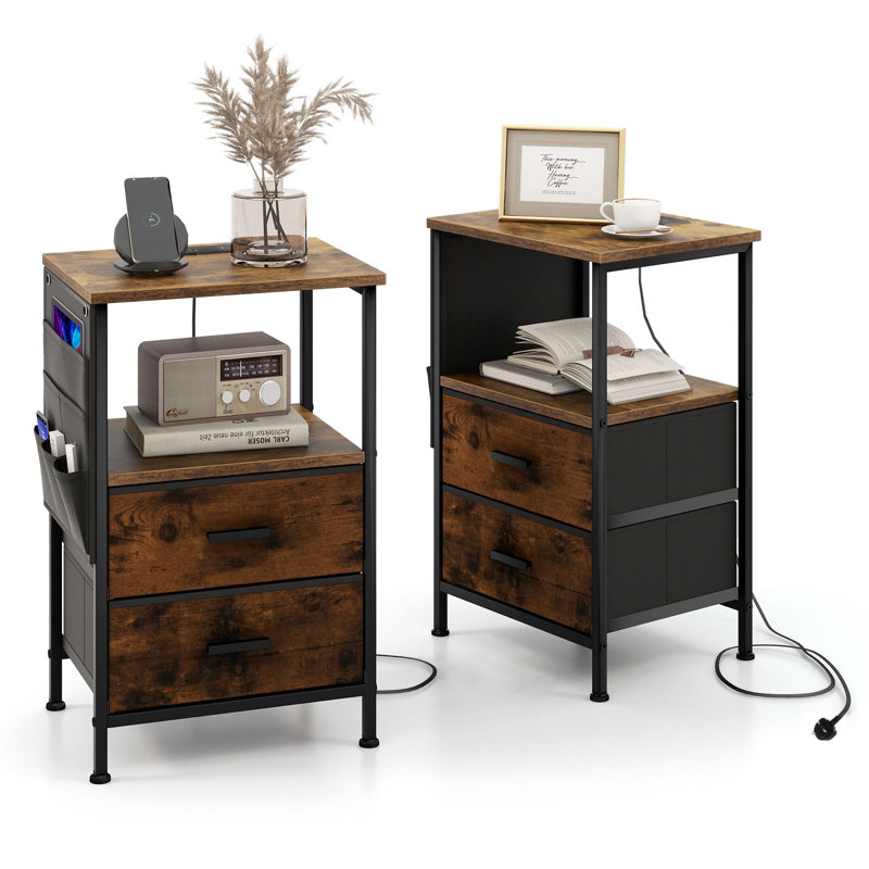 38cm W Metal Bedside Table