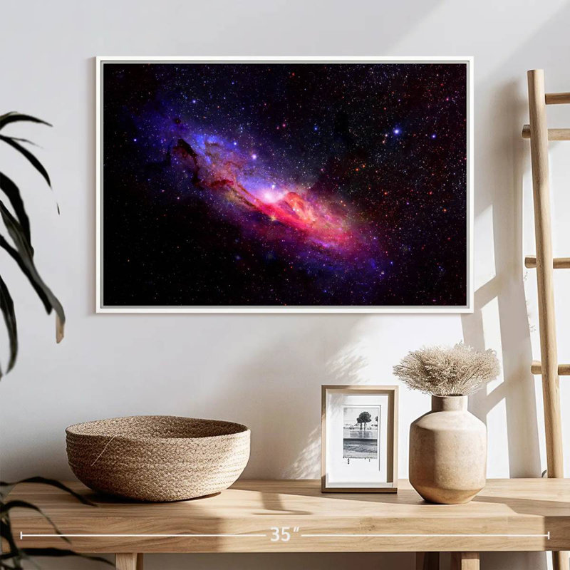 Galaxie dans l'espace, 25 po x 17 po, Cadre flottant blanc