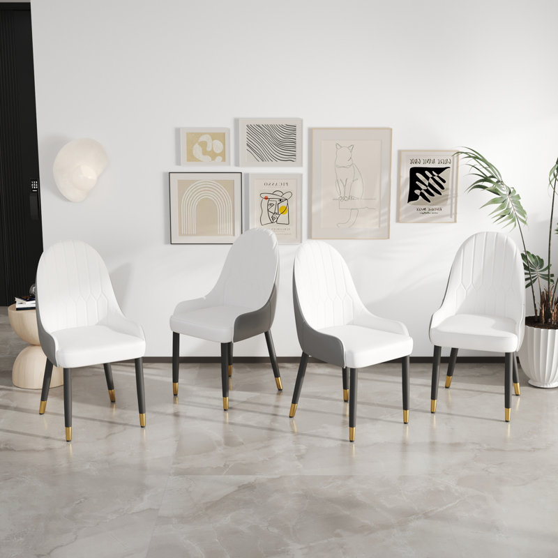 Chaise de salle à manger Maksimas, Blanc / gris