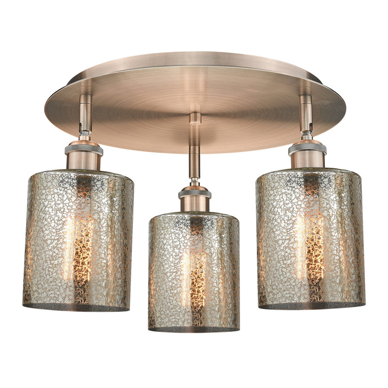 Dublin Glass Semi Flush Mount, Mercury, Antique Copper