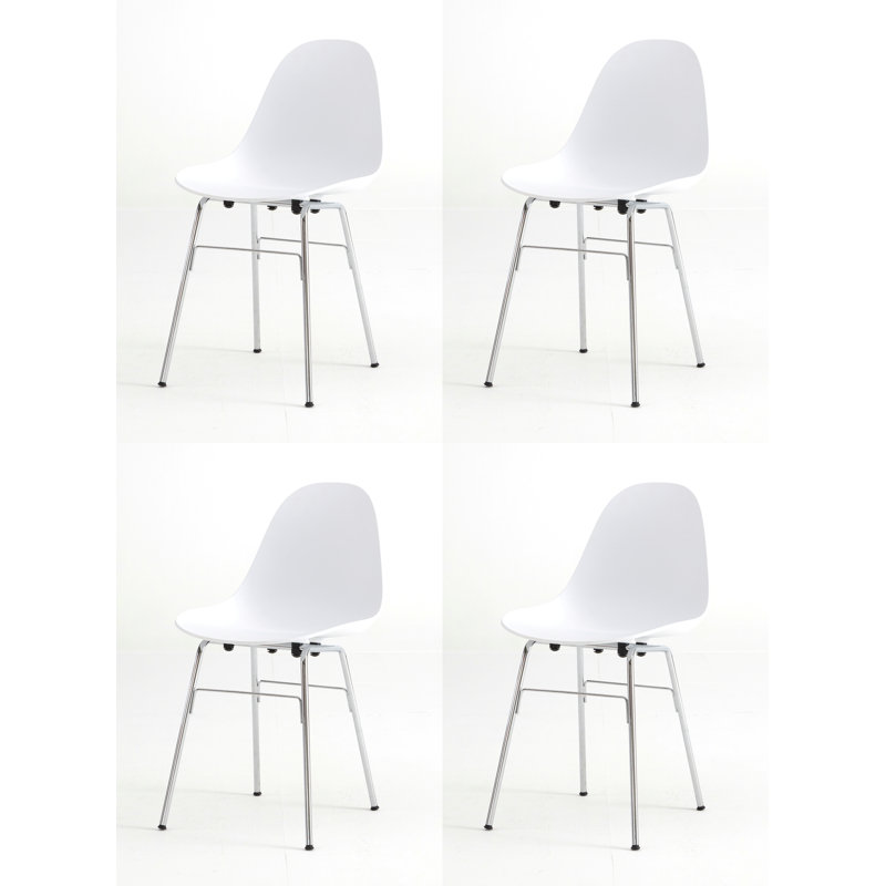 TA Side & Dining Chair (Set of 4), White/Chrome