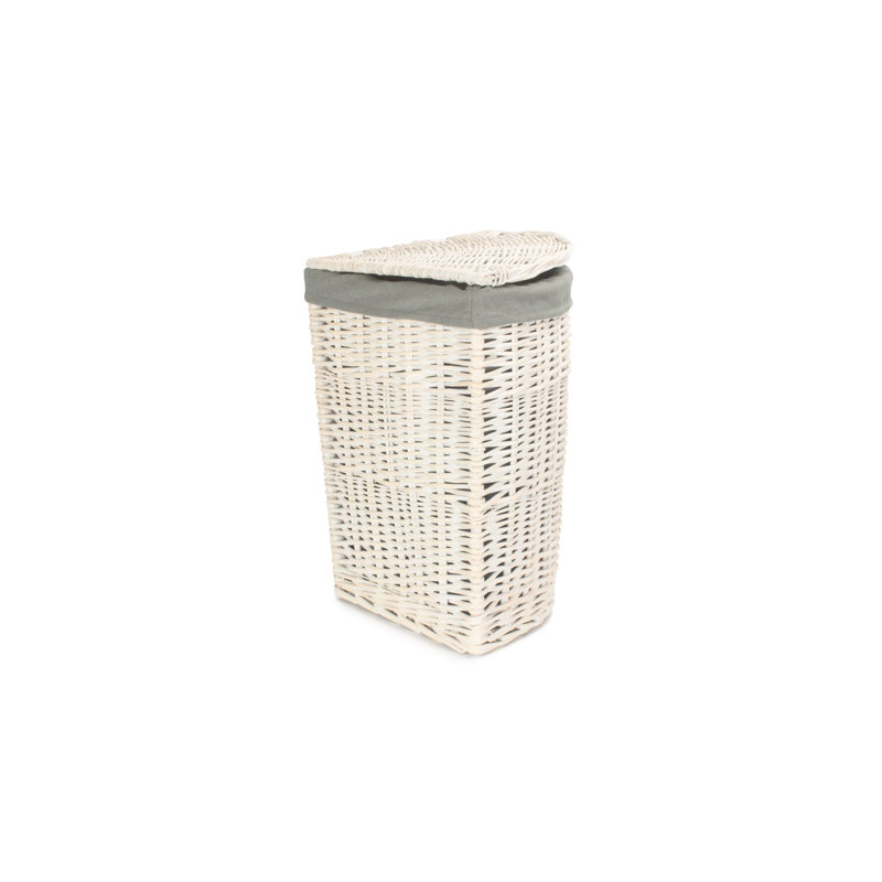 Wicker Corner Laundry Bin with Lining, 50" H x 33" W x 33" D, White