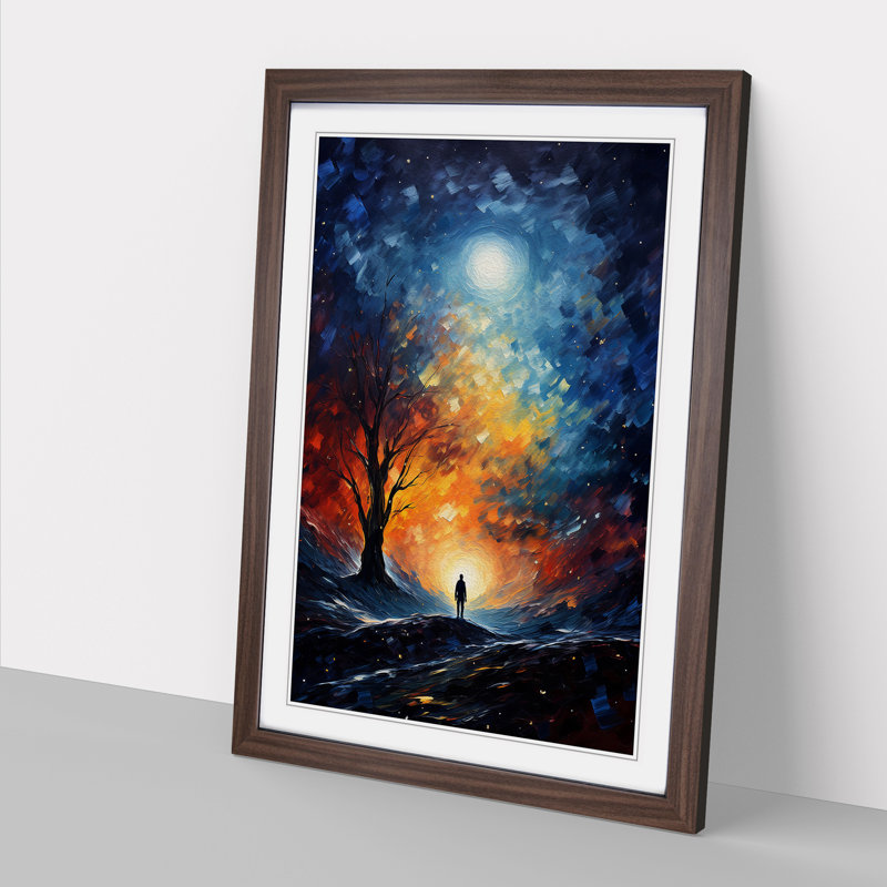 Single Picture Frame Print on Wood, 46cm H x 34cm W, Walnut Framed